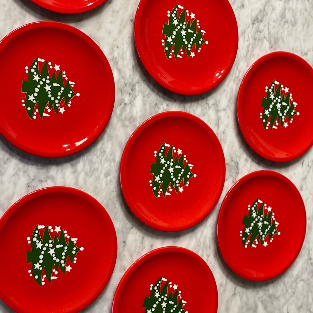 Warchterbach Red Christmas Tree Plates Set of 8